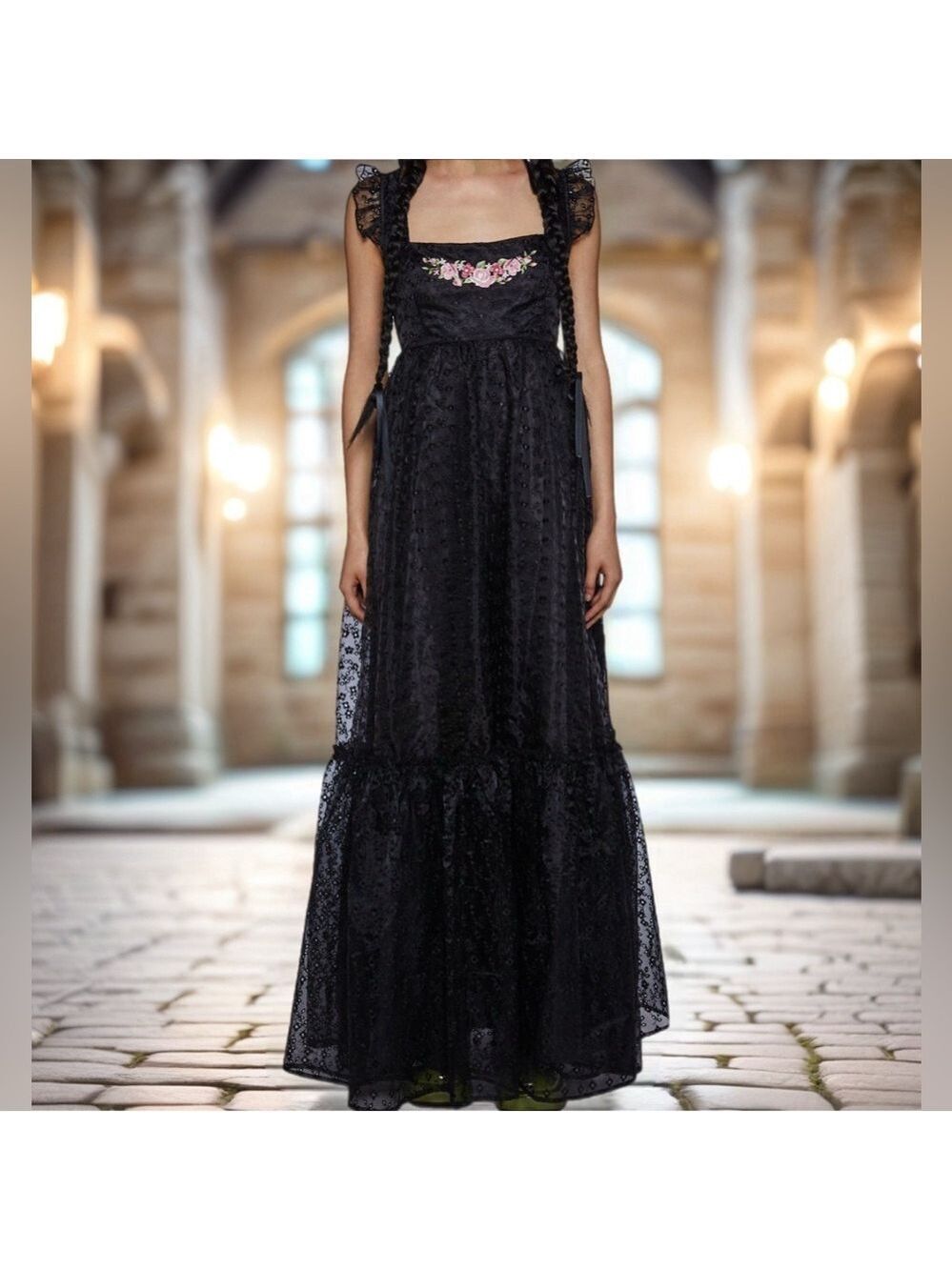 Dolls Kill dELiA*s Maxi Dress Broderie Anglaise Small Medium - Picture 5 of 16